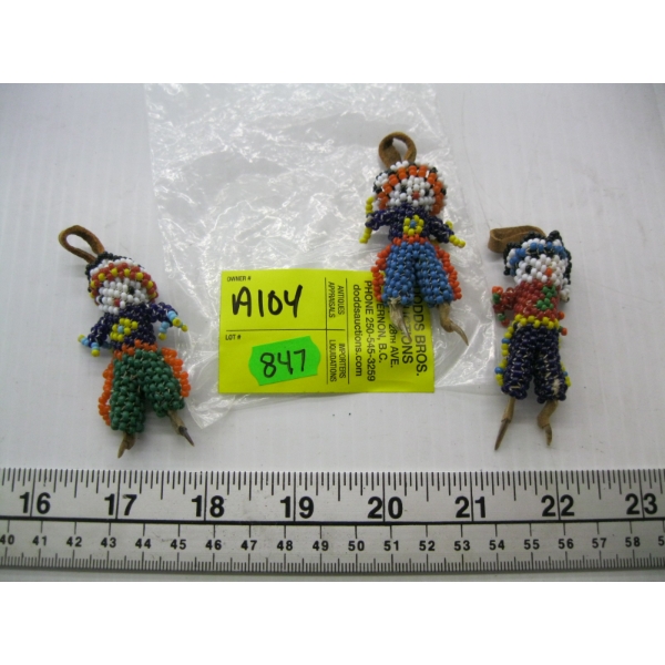 3 BEADED ZUNI NATIVE DOLLS