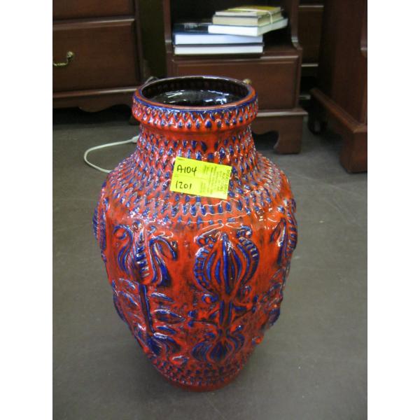 LG. MCM WEST GERMAN VASE - RED & BLUE