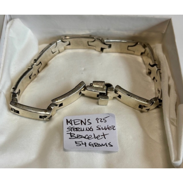 MENS .925 SILVER BRACELET, 54G