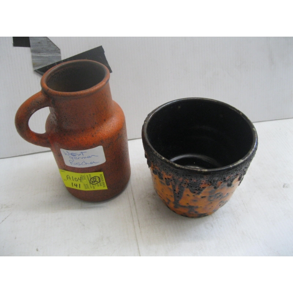 WEST GERMAN RUSCHA BOWL & WEST GERMAN VASE