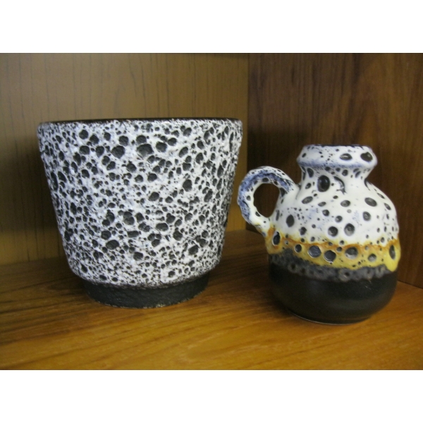 2 FAT LAVA GERMAN POTTERY VASES