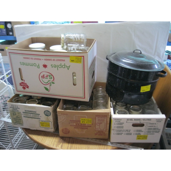 4 BOXES OF CANNING JARS & A CANNER