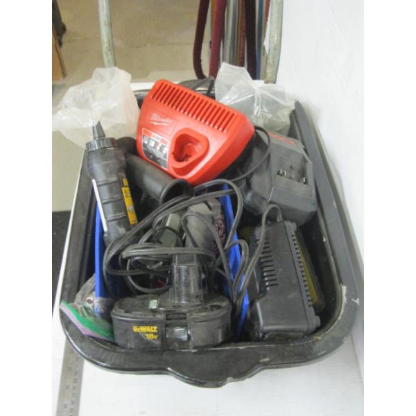 TUB OF MISC. BATTERY CHARGERS, ETC.