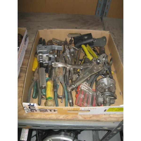 BOX OF MISC. VISE GRIPS, SPECIALTY CUTTERS, ETC.