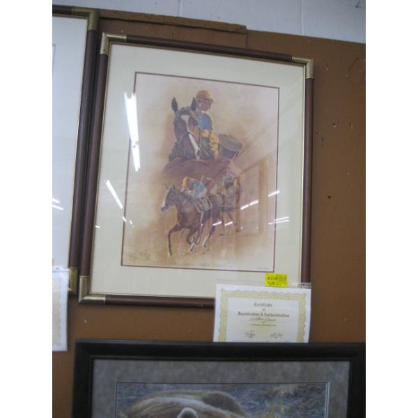 NUMBERED FRAMED PRINT "NORTHERN DANCER" 521/950 BY FRED STONE W/CERTIFICATE