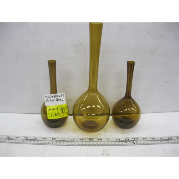 3 AMBER VASES