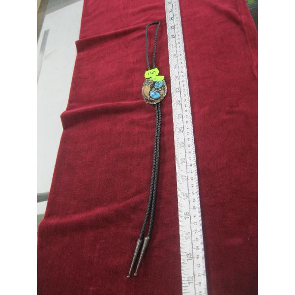 NAVAJO STERLING BOLO TIE W/TURQUOISE & CLAW