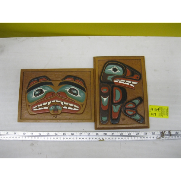 2 DECORATIVE NATIVE PLAQUES