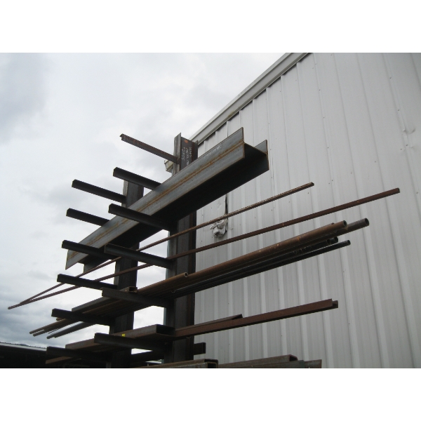 4 SHELVES OF STEEL, TUBING, PIPE, NOT I BEAM ON VERY TOP