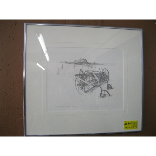 FRAMED ARTIST PROOF PRINT OF SIDE DELIVER HAY RAKE