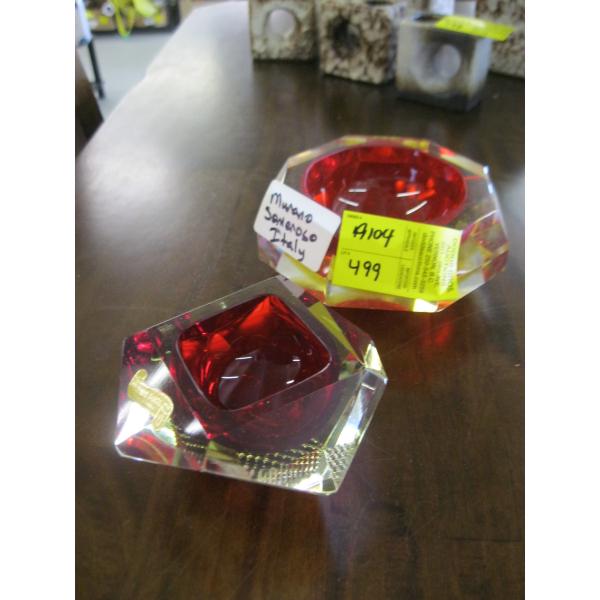 2 MURANO SAMEROSA GLASS DISHES