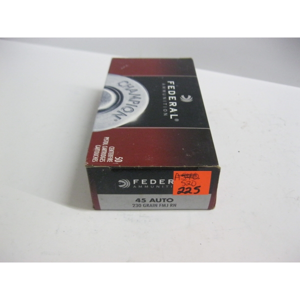 FEDERAL 45 AUTO 230GRS FMJ RN|1X50 CENTERFIRE CARTRIDGES