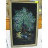 Image 1 : FRAMED OIL ON VELVET PICTURE OF PEACOCK