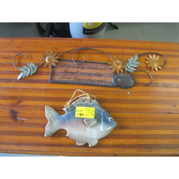 CERAMIC FISH & METAL SIGN