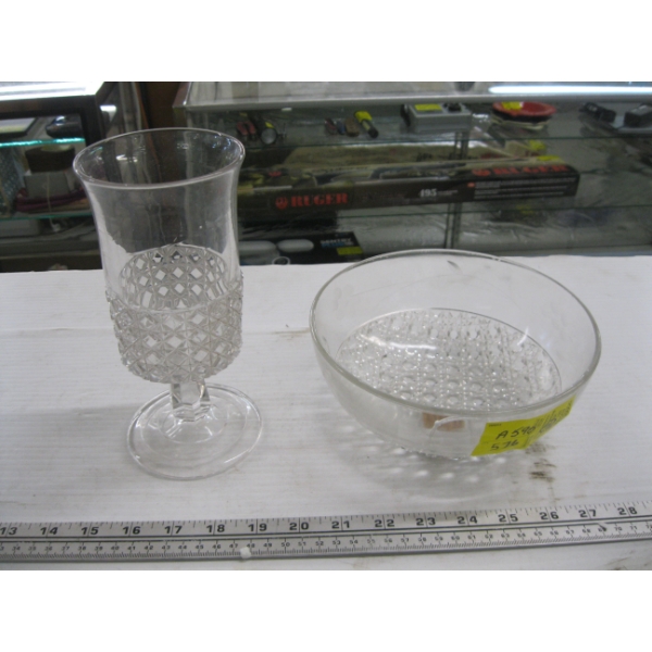 5 PIECES OF VINTAGE GLASSWARE