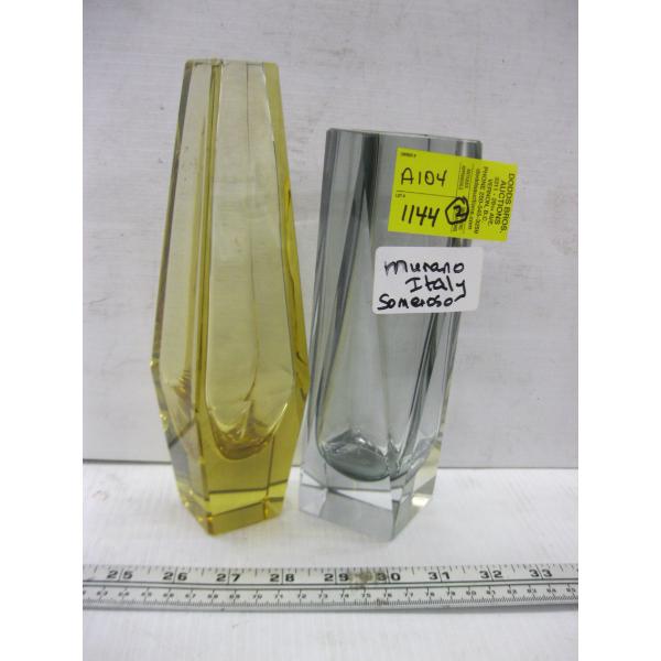 2 MURANO ITALY SOMMERSO VASES