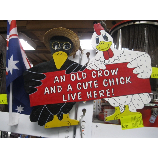 OLD CROW & A CUTE CHICK LIVE HERE SIGN