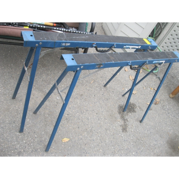 2 METAL FOLDING SAWHORSES