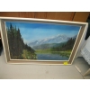 Image 1 : ORIGINAL OIL PAINTING OF LAKE & MOUNTAINS BY N.E. RATCH, 1971