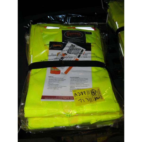 4 NEW PIONEER BRAND XL HIGHVIS ZIPPER FRONT SAFETY VESTS