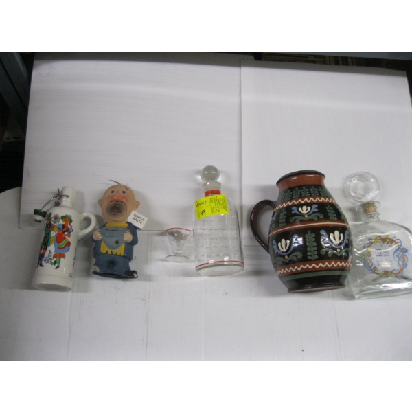 MISC. DECANTERS, VASE, ETC.