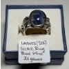 Image 1 : LADIES .925 SILVER BLUE STONE RING, 21G - SZ 8.5