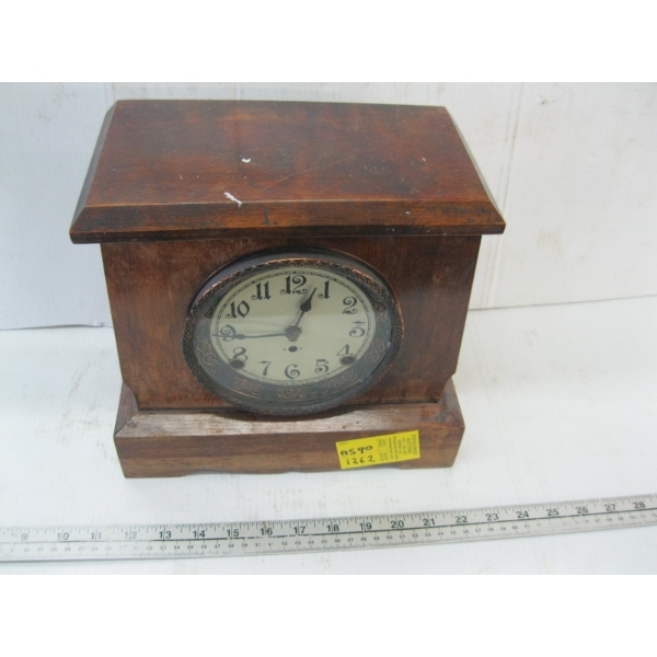 WOOD CASED MANTLE CLOCK - ARTHUR PEQUEGNAT CLOCK CO.