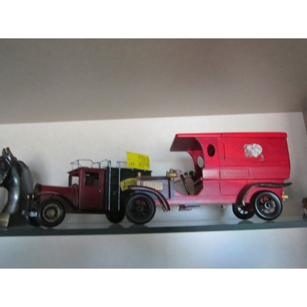 2 DECORATIVE TRUCKS - 1 WOOD, 1 TIN