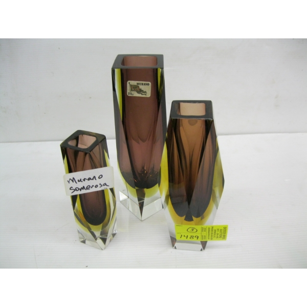 3 MURANO SAMORSO VASES