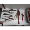 Image 3 : BIN W/ASST. PLIERS, TAPE MEASURE, PIPE WRENCH, ETC.