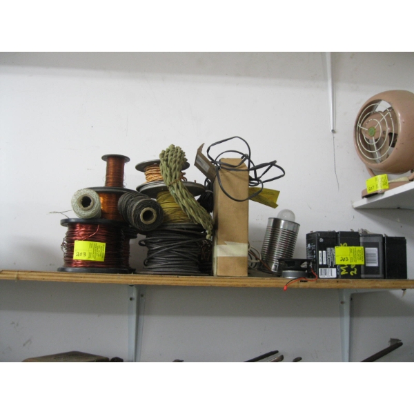 ASST. COPPER WIRE, WIRE, CORD, BATTERIES, ETC.