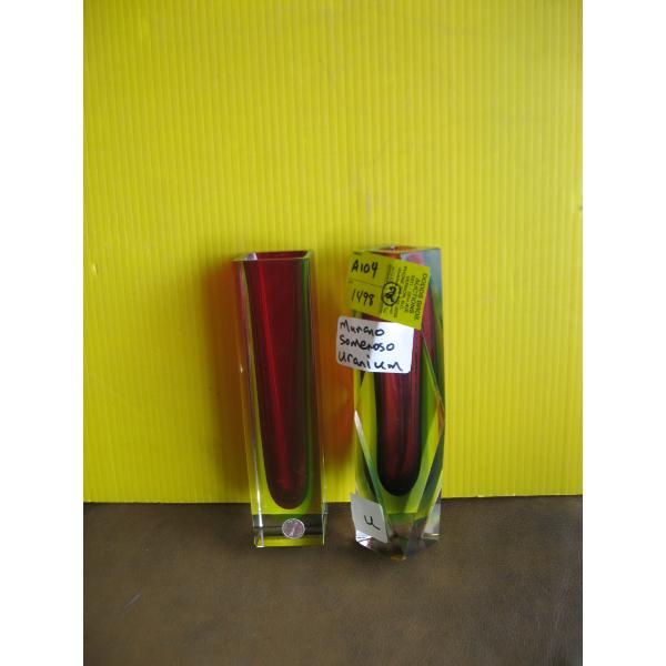 2 URANIUM MURANO SOMMERSO GLASS VASES