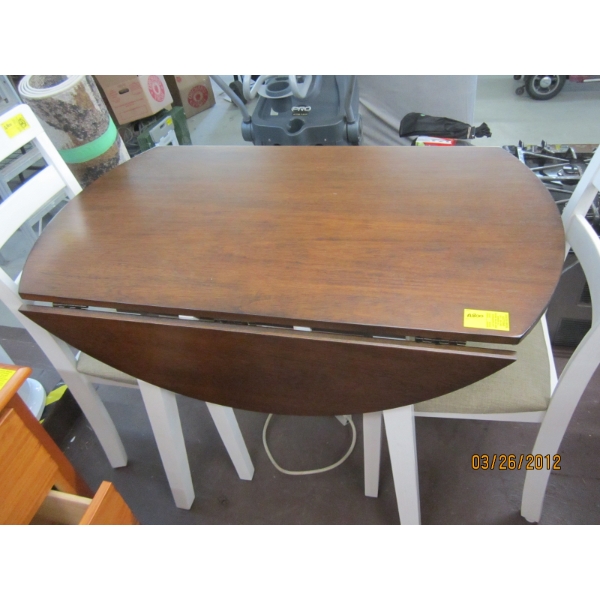 SM. DROPLEAF DINETTE TABLE W/2 LADDERBACK CHAIRS