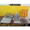 Image 1 : BOX OF COLLECTOR BOTTLES & MISC. - RACKS, SHELF UNIT, ETC.
