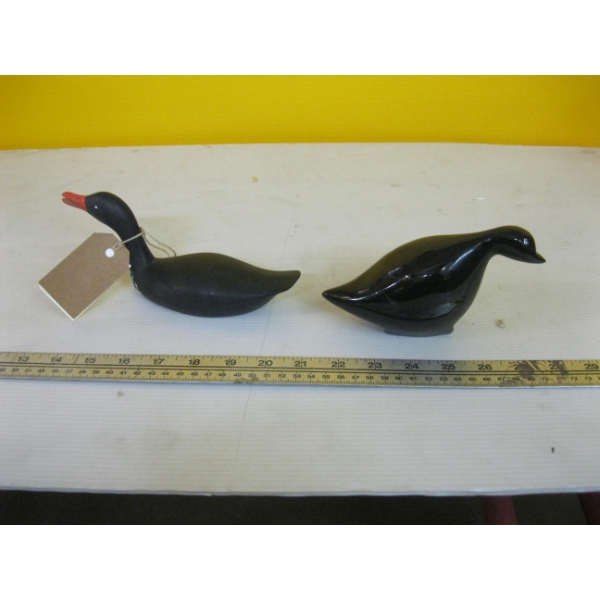 OBSIDIAN BIRD & 1972 DON LEVY CARVED BIRD, NOVA SCOTIA 1972