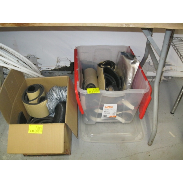 BOX & BIN OF MISC. HOME PADDING, ETC.