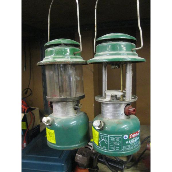 2 COLEMAN LANTERNS - 1 HAS NO GLASS