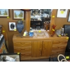 Image 2 : OAK BEDROOM SUITE - MIRRORED DRESSER, HIGHBOY CHEST OF DRAWERS, HEADBOARD & 2 DRAWER NIGHTSTAND