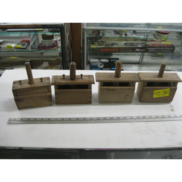 4 WOODEN BUTTER PRESSES