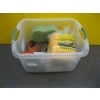 Image 1 : PLASTIC BIN OF COME A LONG STRAPS, SPONGES, ETC.