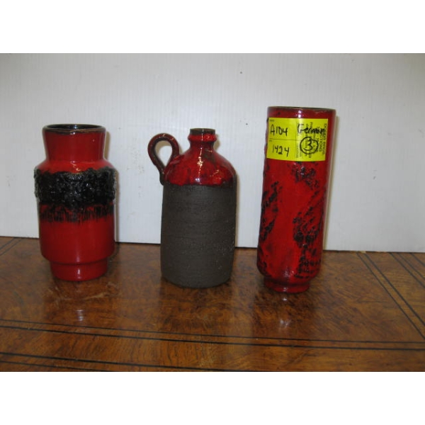 3 GERMAN MCM VASES