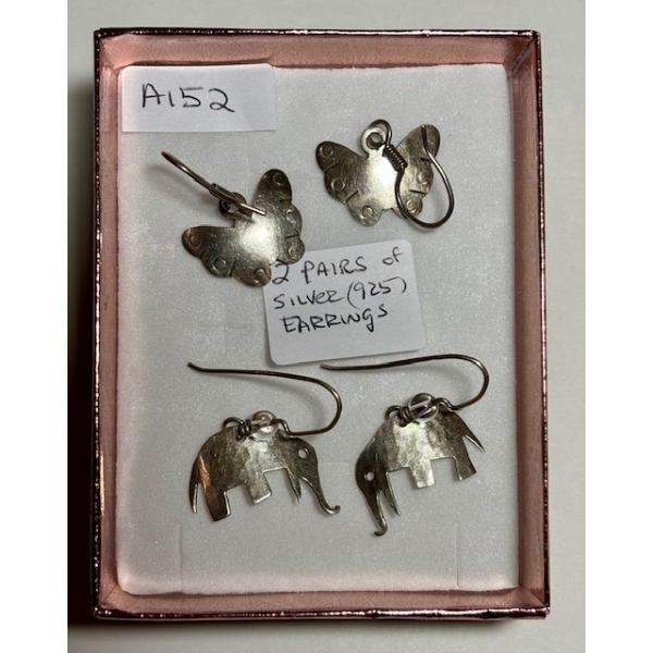 2 PAIRS STERLING SILVER (.925) EARRINGS
