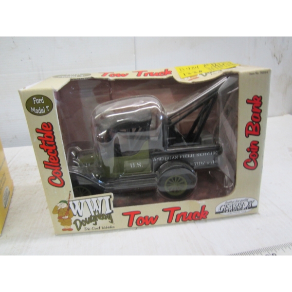 2 DIECAST TOW TRUCKS - BOTH COIN BANKS