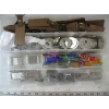Image 1 : PLASTIC CONTAINER OF MONEY CLIPS, BOTTLE OPENERS, KEYCHAIN ITEMS