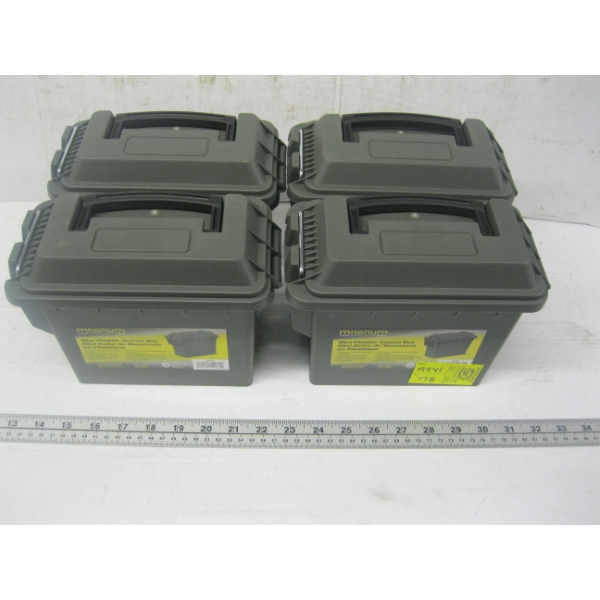 4 PLASTIC MINI AMMO BOXES