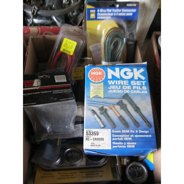 MISC. TRAILER WIRING, SPARK PLUG SETS, GAUGES, ETC.