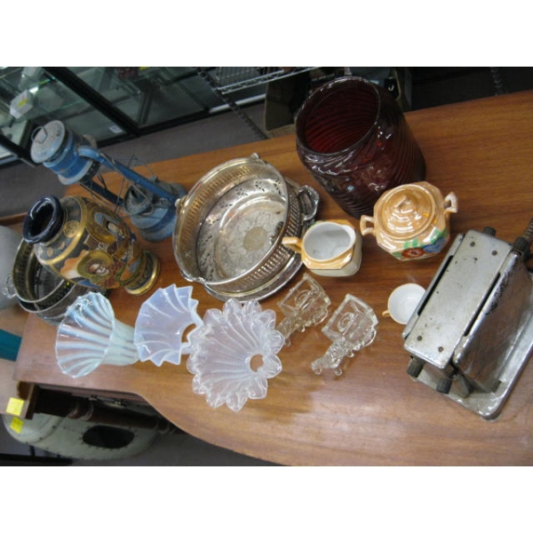 ASST. VASES, LIGHTSHADES, TOASTER, ETC.