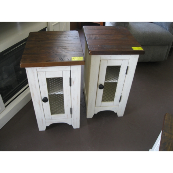 2 SINGLE DOOR END TABLES