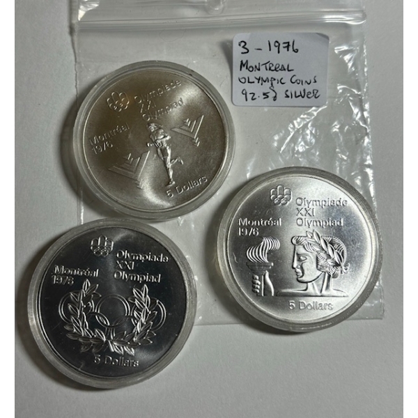 3 - 1976 MONTREAL OLYMPIC .925 SILVER COINS