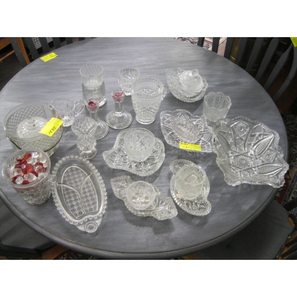 LG. LOT OF ASST. PRESS GLASS & CRYSTAL
